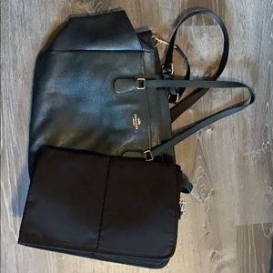Black coach diaper bag with changing pad